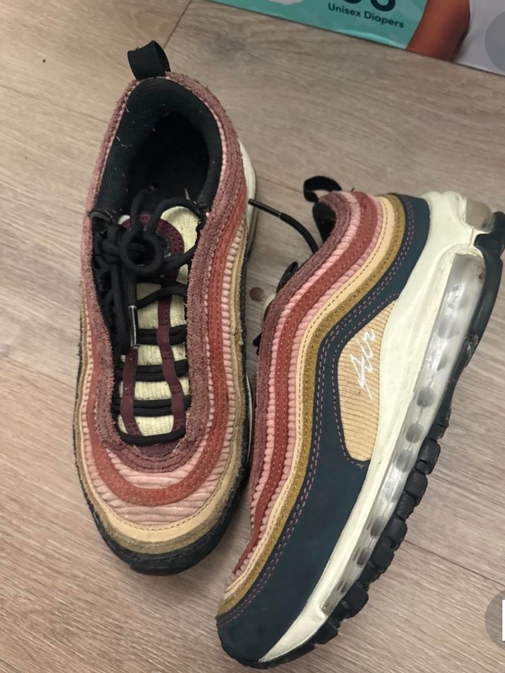 Womens Multi-Color Layered Textile Airmax 97 Athletic Sneakers